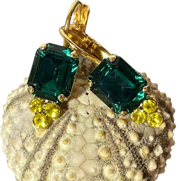 Mariana Earrings, Lever Back, Emerald Cut and Trio Cluster - Picture 1 of 4